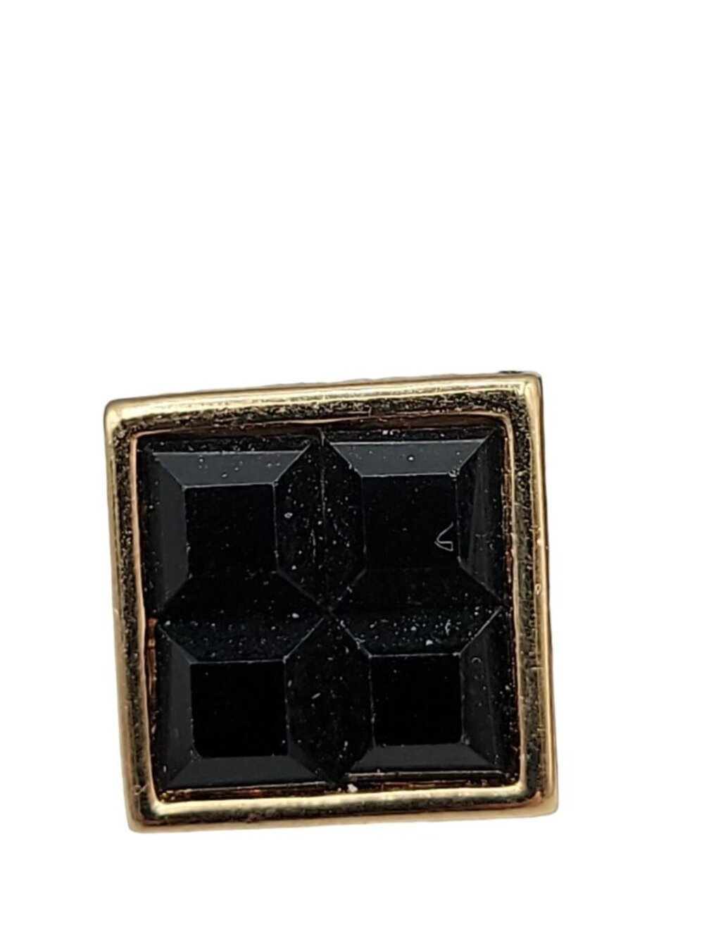Swarovski Sal Signed Black Crystal Grid Square Post Earrings Gold Plated Studs - Picture 9 of 13